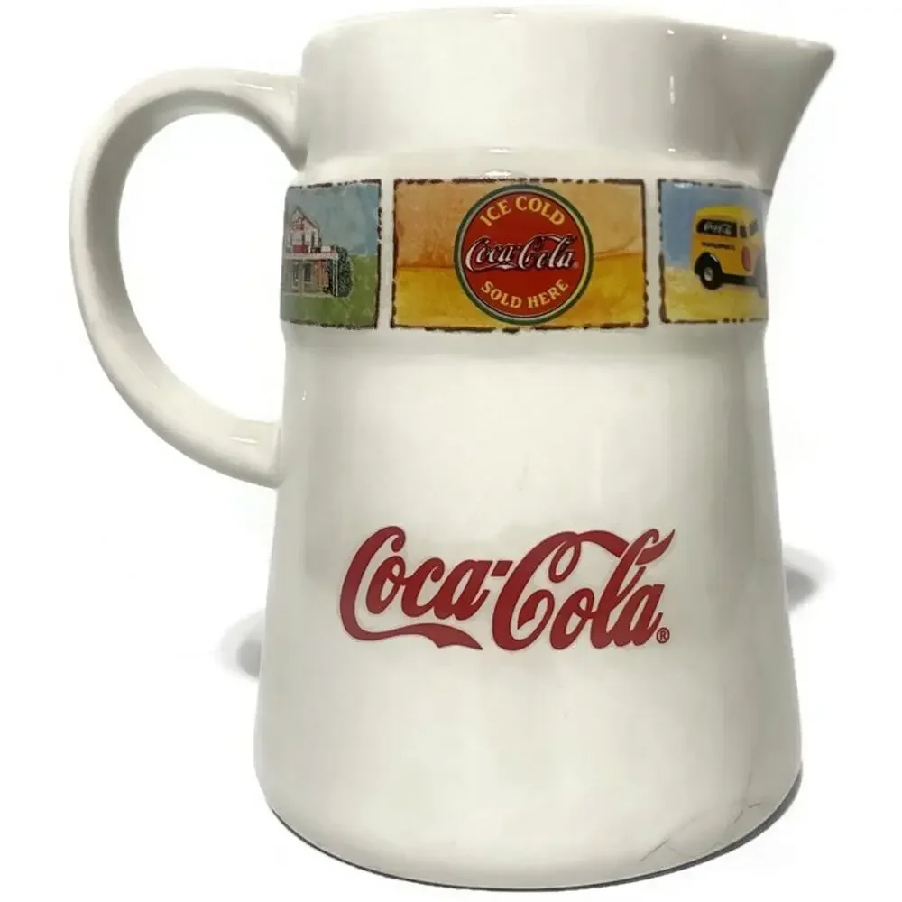 Vintage Gibson Retro Coca-Cola White Glass Pitcher 2 Quart